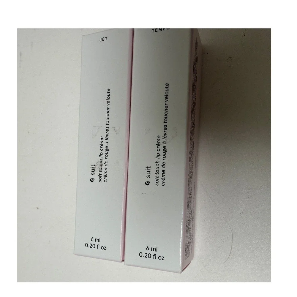 Glossier G Suit Soft Touch Lip Gloss Lipstick Creme Lot 2 Tempo Jet Matte Liquid
